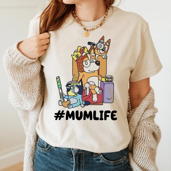 Cute Bluey Mom Hashtag Mumlife Unisex Vintage Tshirt, Bluey Mom Retro Shirt, Best Mom Ever Tee, For Her, Gift For Mom