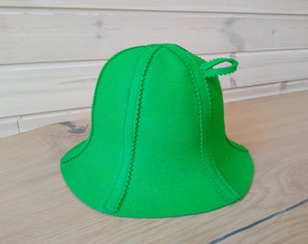 Sauna hat, felt, 100% wool, bright green (bath cap)