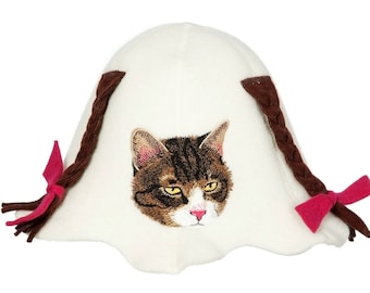 Sauna hat for kids, natural, 100% wool