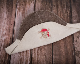 Sauna Hat, 100% Natural Wool Felt with Finely Embroidered Logo, Great Gift, the Highest Quality, felt (bath cap)