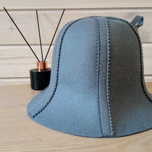 Sauna hat, felt, 100% wool, gray (bath cap)