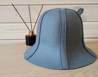 Sauna hat, felt, 100% wool, gray (bath cap)