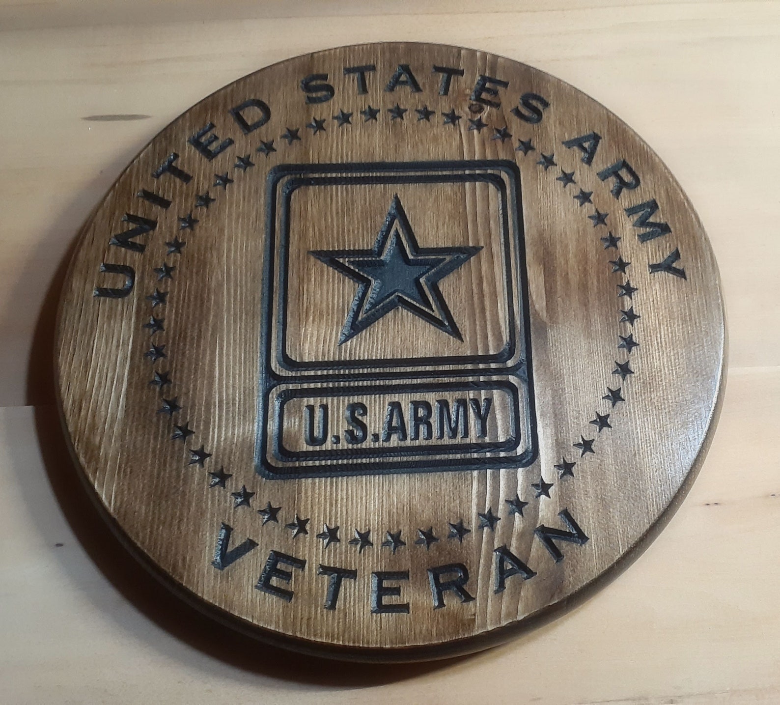 US Army Carved Wood Plaque Free Customization Veteranmade Etsy
