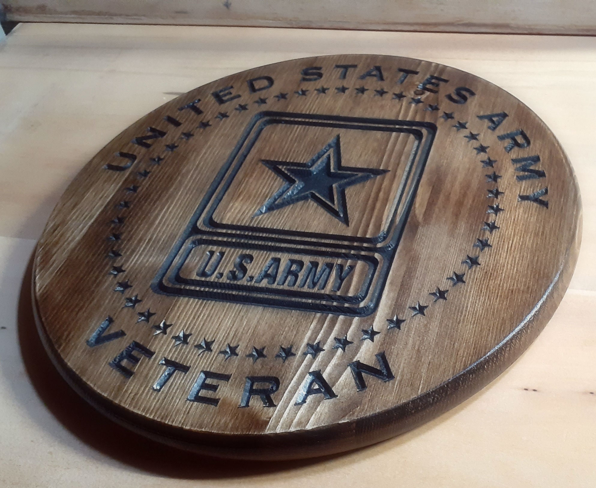 US Army Carved Wood Plaque Free Customization Veteranmade Etsy
