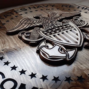 Écusson d&#39;officier de la marine américaine - personnalisation gratuite ! Plaque de retraite d&#39;officier de marine - Fabriquée par des anciens combattants aux États-Unis