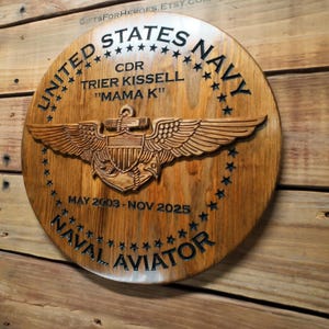 Fly High with Pride! Personalized US Naval Aviator Wings Plaque (Navy, Marines, Coast Guard) - Veteran-Made in the USA - Personalized FREE
