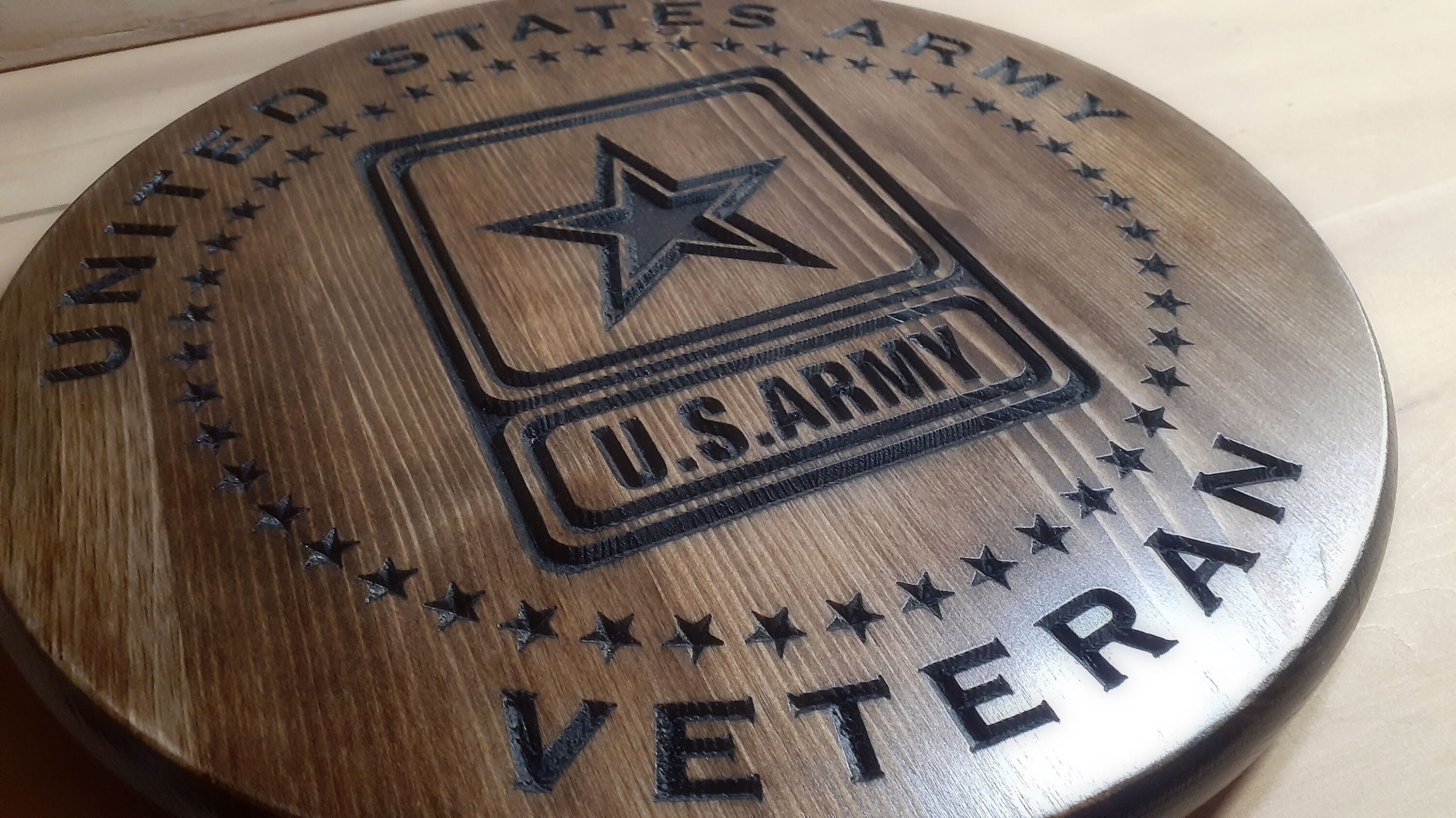US Army Carved Wood Plaque Free Customization Veteranmade Etsy