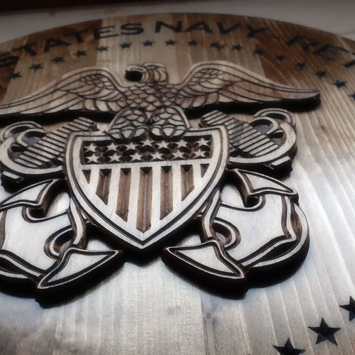US Navy Officer's Crest - Free Customization! Navy Officer shops Retirement Plaque - Veteran-made in the USA
