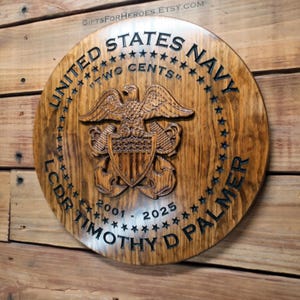 US Navy Officer's Crest - Free Customization! Navy Officer Retirement Plaque - Veteran-made in the USA