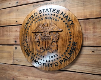 US Navy Officer's Crest: Stainless Steel Wall Art (19-30 Inches