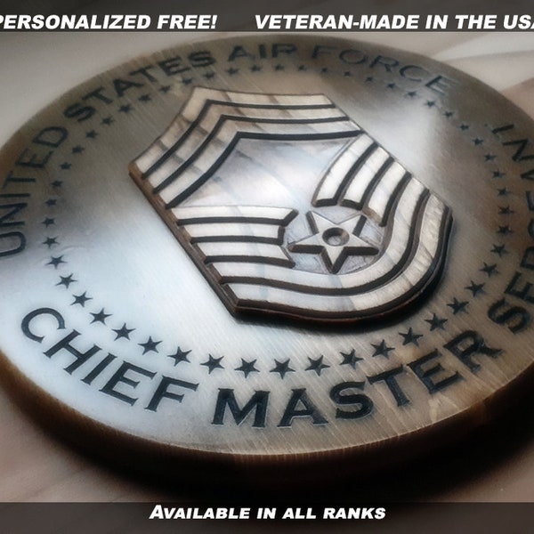 USAF Master Sergeant Series - Chief Master Sergeant Promotion - Senior Master Sergeant Retirement - Made in the USA - Personalized FREE
