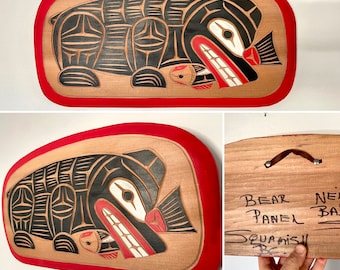 NORTHWEST COAST First Nations 16" x 8" Bear Panel by Neil Baker, Squamish