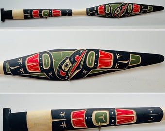 NORTHWEST COAST First Nations 5' Yellow Cedar RAVEN Paddle, Oar by Lawrence Scow, Kwak'waka'wakw