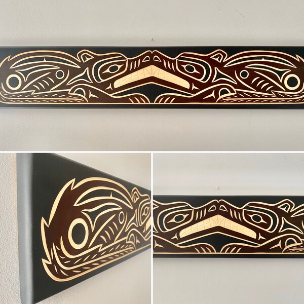 NORTHWEST COAST First Nations Split WOLF Panel by Harvey John, Nuu-chah-nulth