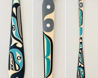 CUSTOM ORDER First Nations 5ft Killerwhale Paddle, Oar by Trevor Hunt, Kwakiutl