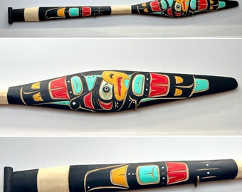 NORTHWEST COAST First Nations 65" Yellow Cedar EAGLE Paddle, Oar by Lawrence Scow, Kwak'waka'wakw