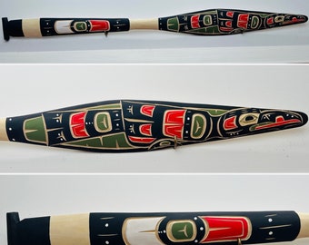 NORTHWEST COAST First Nations 5' Yellow Cedar RAVEN Paddle, Oar by Lawrence Scow, Kwak'waka'wakw