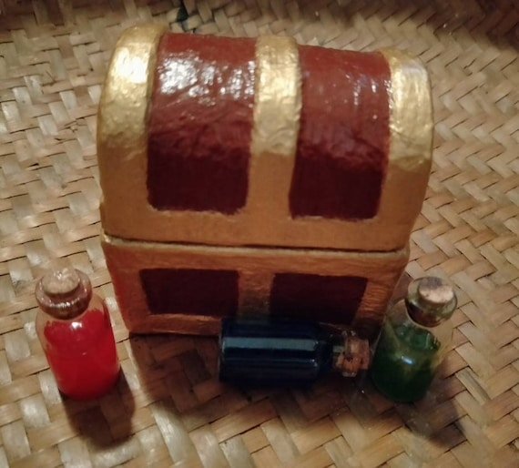Legend Of Zelda Mini Chest And Potions Brown Gold Red Blue Green Treasure Chest Loz