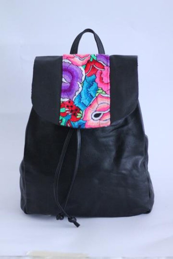 Ethnic Boho Peruvian Leather Backpack - Etsy display picture 2