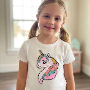 Pailletten Aufnäher Patch Einhorn