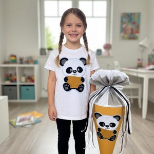 Écusson panda en broderie punch needle – Écusson touffeté de haute qualité pour cônes scolaires, sweats à capuche et projets de bricolage – Appliqué duveteux – 20 x 13 cm