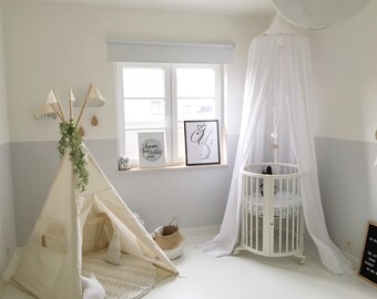 Cotton Kids Bed Hanging Canopy | Nursery Crib Play Tent | Baby Baldachin | Kids Playhouse | Kidsroom Decoration | Cosy Nursery