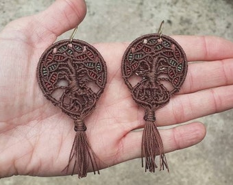 Macrame Earrings/ Tree of life Earrings/ Hippie Earrings/ Handmade Jewelry