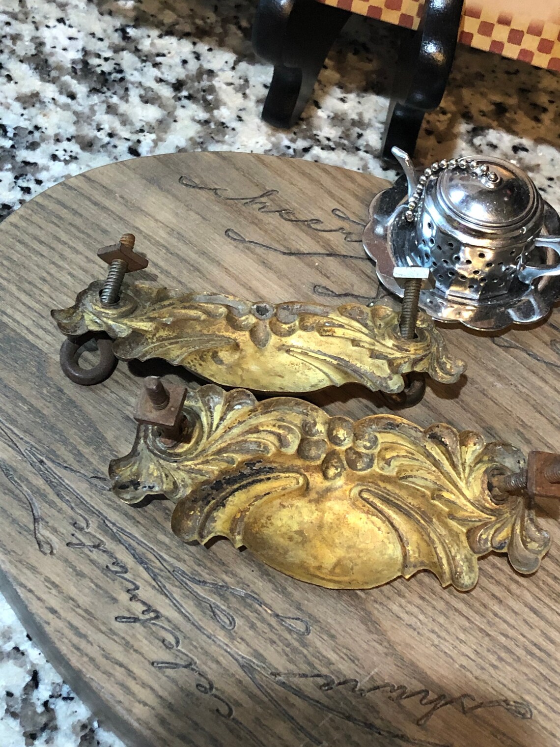 Set of Two Ornate Drawer Plates with Hardware But No Pulls Etsy