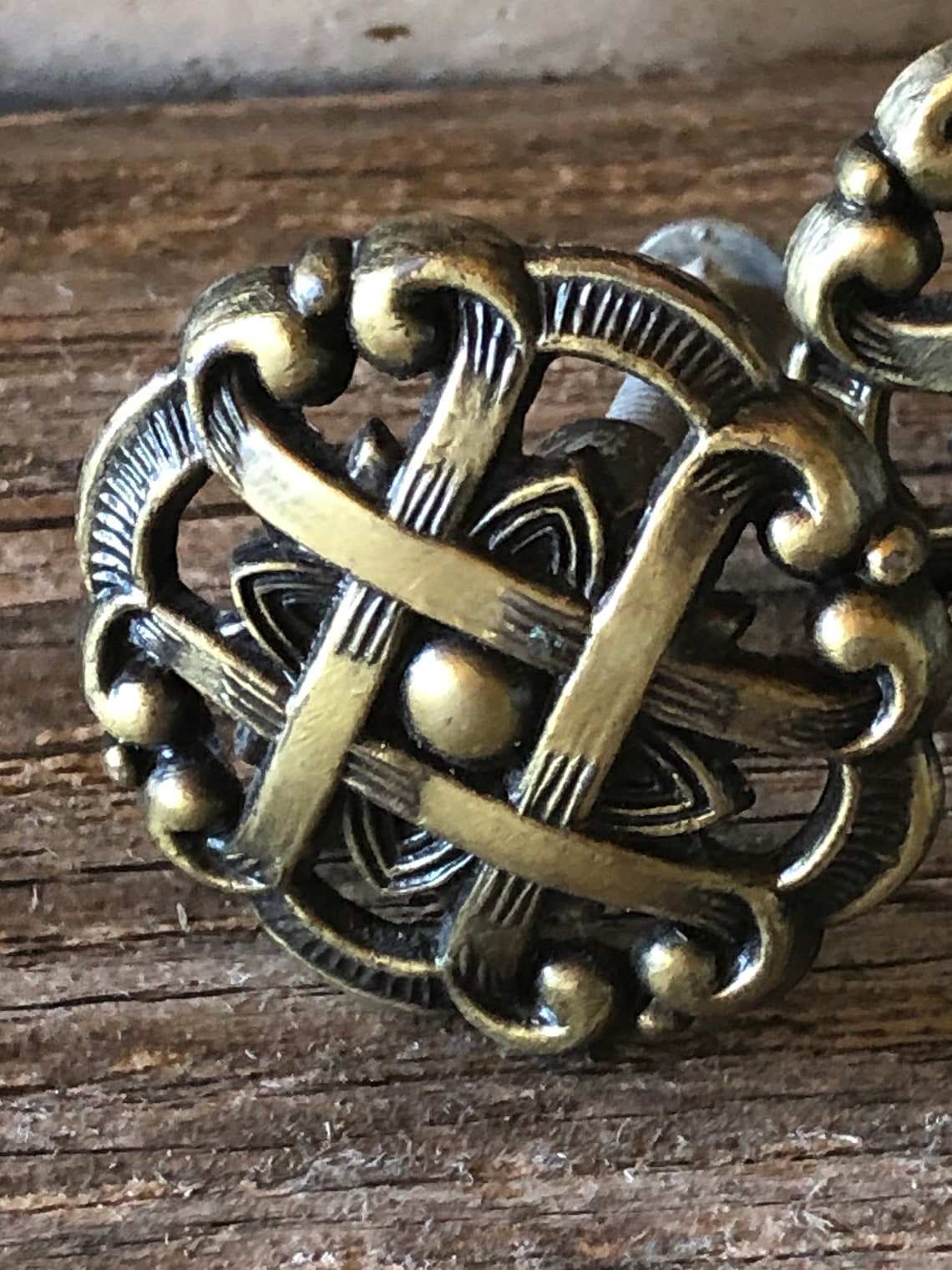 Vintage Basket Weave Brass Set of Two Drawer Pulls Etsy