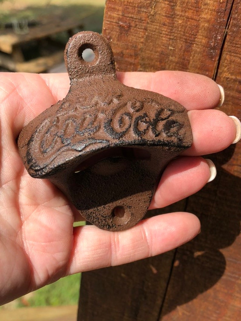 Coca Cola Rustic Reproduction Iron Bottle Opener 3 x 2.5 inches #rusticbottleopener #collectiblebottleopeners #drinkcocacola