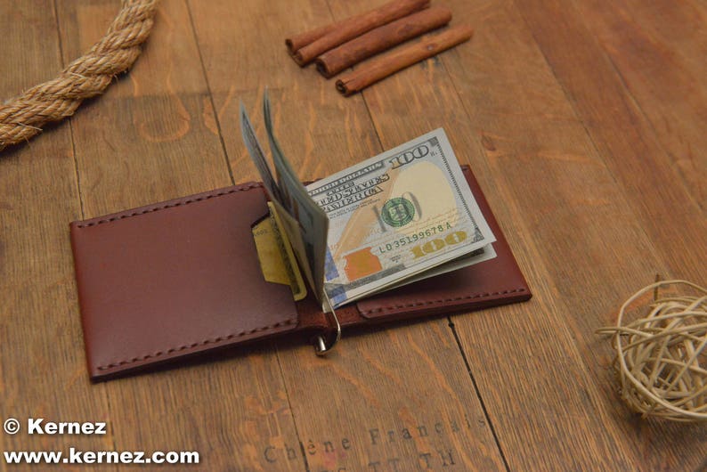 Leather Wallet Money Clip Wallet Handmade Money Clip Wallet Etsy - image 0