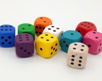 Wooden standard dice - black dots (one die)