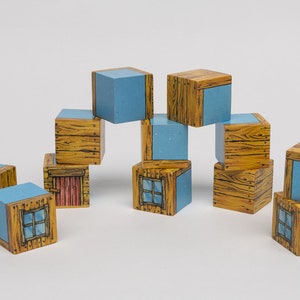 Set Würfel aus Kunststoff mit Aufdruck