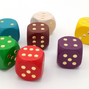 Wooden standard dice - golden dots (one die)