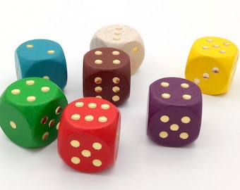 Wooden standard dice - golden dots (one die)