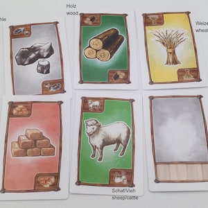 Kartensatz Rohstoffe (passend Siedler 3-4 Spieler)