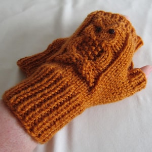 Owlie fingerlösa vantar/handskar för damer, senapsgrå