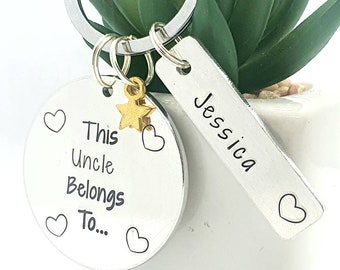 Uncle Gift. This Uncle belongs to keyring. Keepsake mens present from Nephew and Niece Birthday gift, Fathers Day or Christmas present