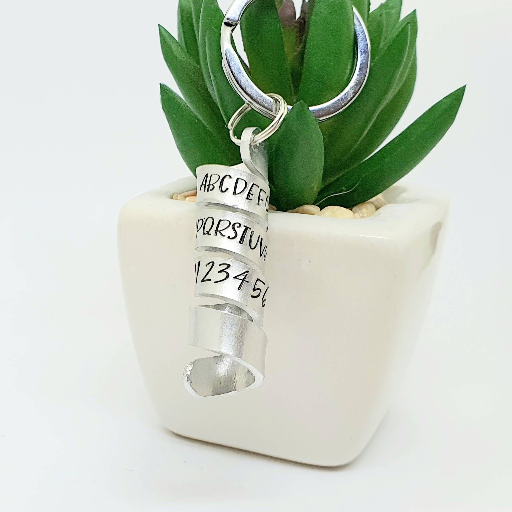 Secret message Keychain. Personalise spiral with own wording. Etsy