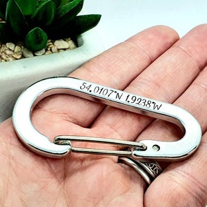 Coordinates Keyring Personalised Carabiner. Custom GPS Location Keychain gift for Husband, Boyfriend, Teenager, and Valentines Day Gift image 7