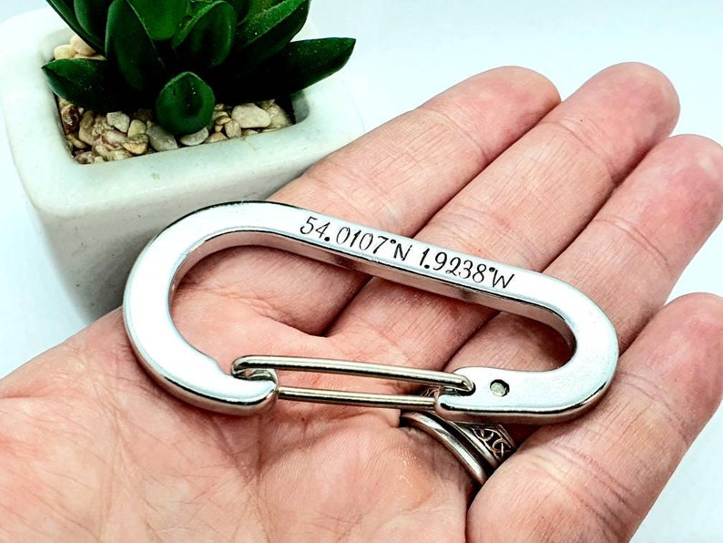 Coordinates Keyring Personalised Carabiner. Custom GPS Location Keychain gift for Husband, Boyfriend, Teenager, and Valentines Day Gift image 7