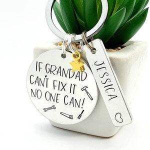 Personalised Grandad Father's Day Keyring. If Grandad can't fix it no one can. Gift for handyman uncle, auntie, grandad. Fathers Day Gift