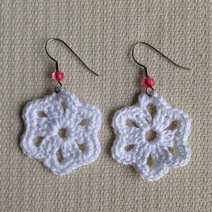 Crochet Earring PATTERN : Snowflake Flower - Digital Download PDF