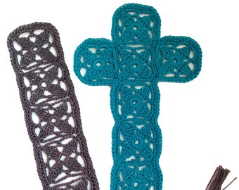 Crochet Bookmark PATTERN : Dogwood Motif and Cross Bookmark Pattern and Tutorial - Digital Download PDF