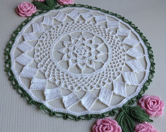 Planted Roses Doily Crochet Patern - Instant download - Crochet PATTERN (pdf file)