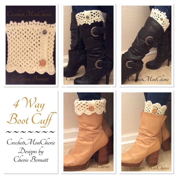 Häkelanleitung: 4 Way Boot Cuffs - Instant download PDF