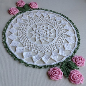 Crochet Pattern Digital Download PDF - Planted Roses Doily