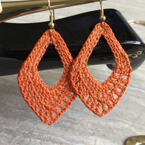 Instant download Crochet Pattern PDF Jewelry - Earring March 2022 Orange