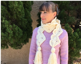 Crochet Scarf PATTERN (PDF): Big Hearts Scarf - Instant Download