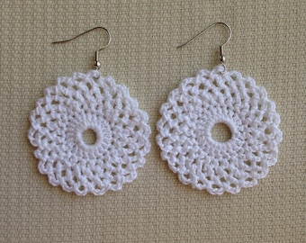 Crochet Earrings PATTERN : Lace Circle Earring Design - Instant download PDF